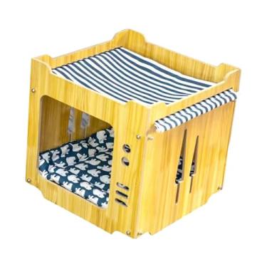 Imagem de WeiLaiKeQi Brinquedo de atividade de cama de casa de cubo de madeira para arranhar treinamento de casa para gatinho brinquedo de estimação de gato interno