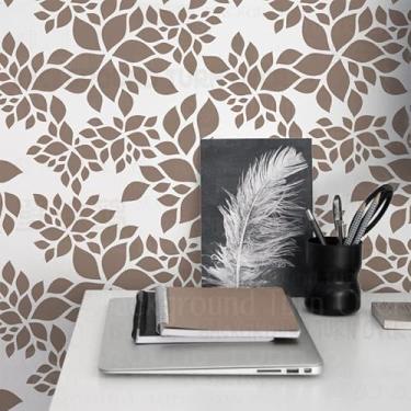 Imagem de Pétala de 60 cm, estêncil de folhas exuberantes para paredes, estêncil, modelo de estêncil, reutilizável, mandala, nicho, decoração de parede, padrões, pintura de móveis, grandes modelos para