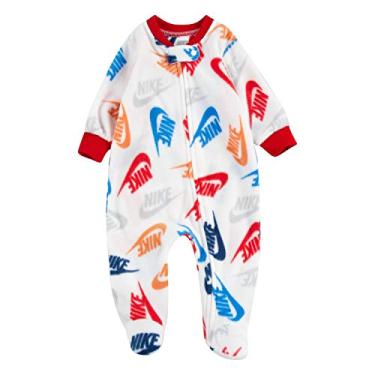 Imagem de Macacão de microlã com zíper e pé Nike Baby, White(56g811-001)/Red, 9 Months