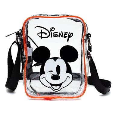 Imagem de Bolsa Disney, luz transversal, Disney Mickey Mouse piscando, transparente, PVC transparente, Preto, 8.0" x 6.5"