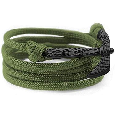 Imagem de Flexo Pulseira de âncora náutica feita à mão em couro vegano em couro vegano motivacional marinheiro de aço inoxidável dorsal para homens e mulheres, One Size, Aço inoxidável