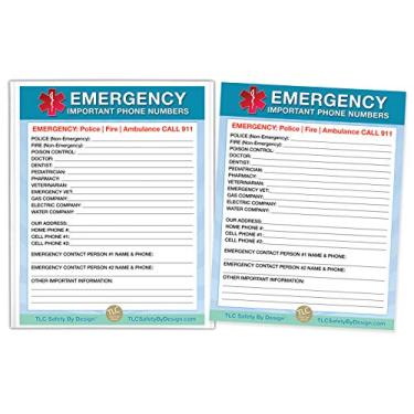 Imagem de TLC Safety By Design Premium Grande 21,6 cm x 27,9 cm Emergência Importante Lista de Números de Telefone Magnético Casa Sozinho Médico Aprovado Geladeira (2 Cartas e 1 Manga Magnética, Blue Medical ICE)
