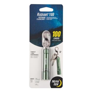Imagem de Nite Ize Lanterna radiante com 100 chaveiros – mini chaveiro impermeável com luz brilhante de 100 lúmens – lanterna impermeável para mochilas e chaves – chaveiro lanterna – oliva