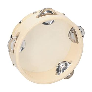 Imagem de Pandeiro de Pele de Carneiro Portátil de 4 Polegadas Com Círculo de Tambor de Madeira e Jingles de Metal para Crianças e Adultos, Instrumento Musical para Festa, Dança,