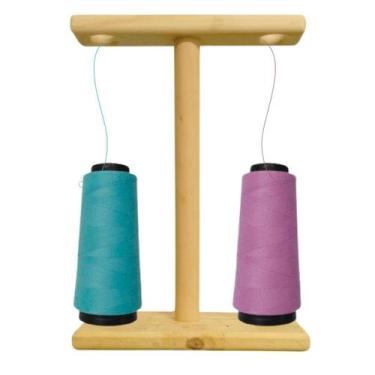 Imagem de Porta Fio De Madeira 2 Cones Para Máquina Costura Doméstica - Decor Lu