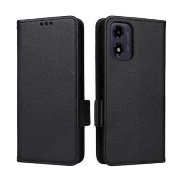 Imagem de Capa Carteira + Pelicula Hidrogel Compatível Para Moto G24 - DB, Preto