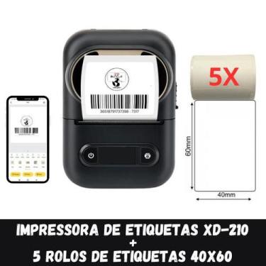 Imagem de Impressora Etiqueta XD-210 + 5 Rolos Etiqueta Adesiva 40x60 - Xd Mega,