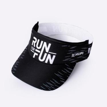 Imagem de Viseira Para Corrida HUPI Run For Fun Preta, Preto, Branco
