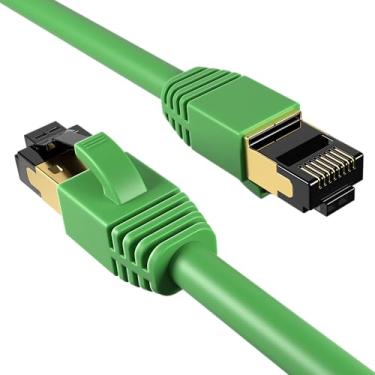 Imagem de Cables Direct Online Cabo de conexão Ethernet Cat8 verde 0,5FT SFTP 40Gbps 2000Mhz Conexão 26AWG Conectores RJ45 de cobre blindado para modems, roteadores, redes