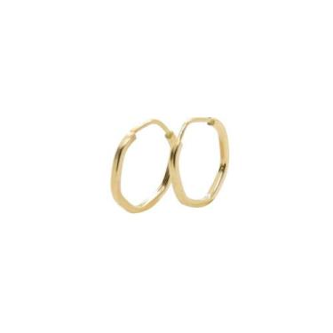 Imagem de Brinco de ouro 18k Argola hexagonal 1,3Cm - Elegancy Joias