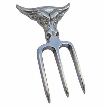 Imagem de Garfo Tridente em Alumínio Polido Touro Bull Boi Espeto Churrasco Carn