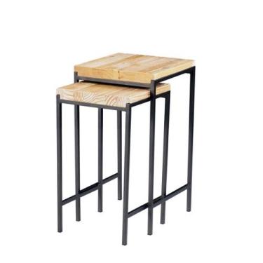 Imagem de Conjunto Ninho Done Cor Driftwood Base Aço Grafite - 64095 - Sun House