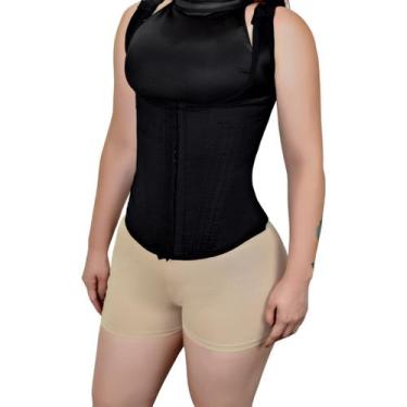 Imagem de Colete Modelador 16 Barbatanas Alça Regulável Tecido Cetinete Duplo - 