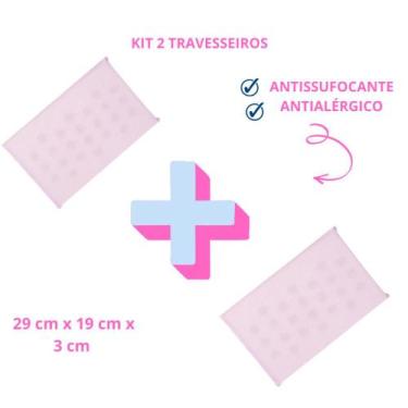 Imagem de Travesseiro antisufocante, antialérgico papi  29x19, KIT2UNROSA