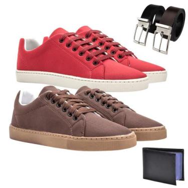 Imagem de Kit 2 Sapatênis Casual + Cinto + Carteira Moda Masc - MT - Rosa Helena