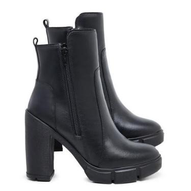 Imagem de Coturno Feminino Preto Ziper Super Tendencia Feminina - G-Stock, Preto