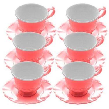 Imagem de Jogo de xícaras de porcelana Fancy com pires 200 ml 12 peças - Rojemac