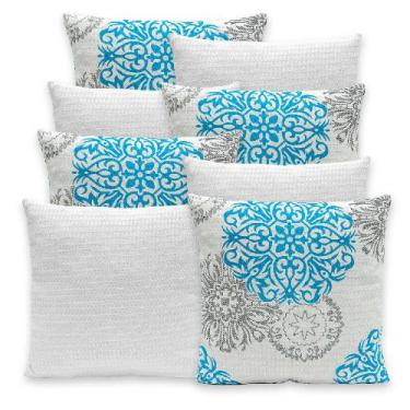 Imagem de Kit 8 Capas de Almofadas Lisa e Estampada 40x40 C/ Zíper Piquet Favinh