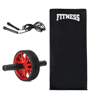 Imagem de kit colchonete academia + Roda Abdominal + Corda Treinos Exercício Fun
