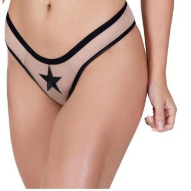 Imagem de Tanga Sexy Feminina Conforto De Tule Transparente e Bordada - Boutique