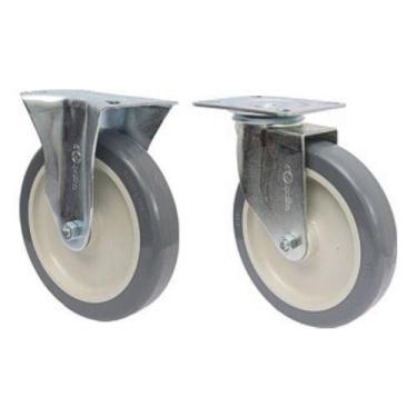 Imagem de (4pçs) Rodizio Placa 6pol. R612 Bp Pvc Anti Risco (2 Fixo + 2 Giratori