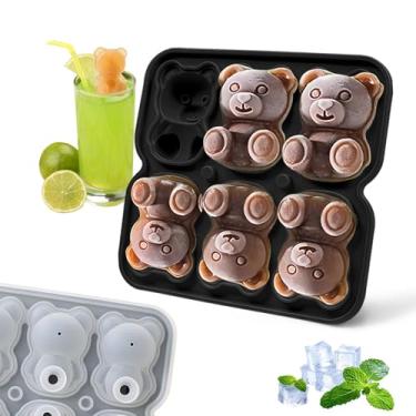 Imagem de Molde de cubo de gelo de urso 3D, bandeja grande para cubos de gelo com tampa para coquetel, uísque, bourbon, bandejas de cubos de gelo para freezer, formas divertidas de gelo, moldes de chocolate,