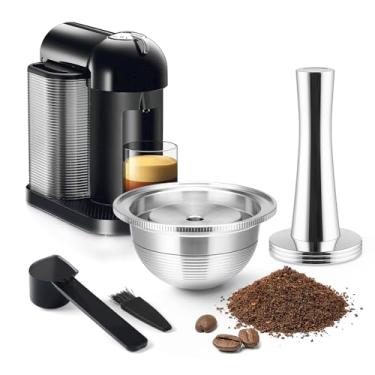Imagem de Cápsula reutilizável de aço inoxidável VertuoCoffee, cápsula de café recarregável de metal BENFUCHEN 80 ml (pequena), cápsula de café reutilizável NespressoVertuoline para GCA1, ENV135, 1 cápsula 1