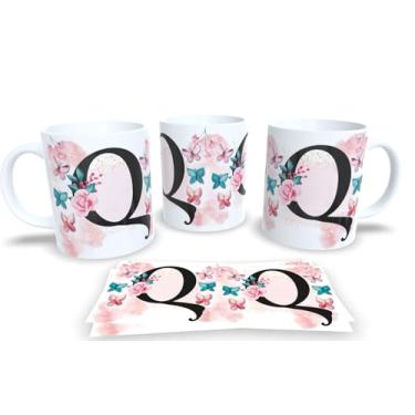 Imagem de Caneca Branca de Porcelana Personalizadas Alfabeto iniciais Nomes (Q)