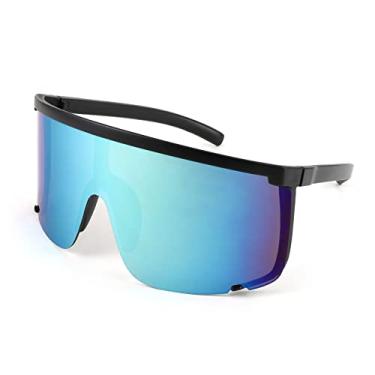 Imagem de Karsaer Óculos de sol Vision Shield para homens e mulheres grandes neon anos 80 anos 90 viseira estilo esportivo ciclismo ao ar livre esqui, Espelhado laranja preto 6, Large