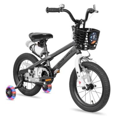 Imagem de Joystar Pluto Kids Bike com Rodas de Treino para Bicicleta 12 14 16 18 polegadas, Suporte para Bicicleta de 18 polegadas (Azul Vermelho Laranja), Preto, 16 Inch