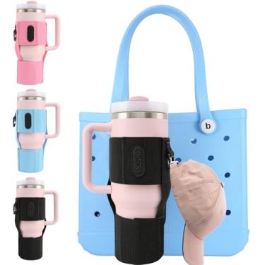 Imagem de Incycall Suporte de copo para bolsa Bogg, suporte de copo ajustável, inserção de bolsa Bogg, acessórios de garrafa de água para copo Stanley/Yeti, bolsa Bogg, acessório para bolsa de praia (preto-1