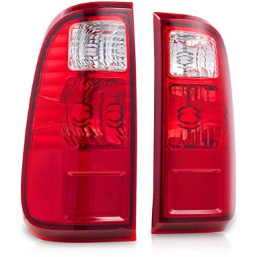 Imagem de Compatível com montagem de luz traseira Ford F250 F350 F450 SuperDuty 2008-2016 luz traseira OE par de lentes cromadas/vermelhas