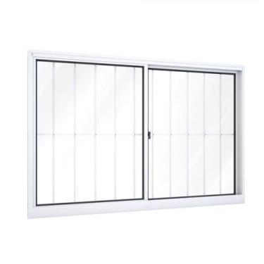 Imagem de Janela de Alumínio de Correr 100x100cm 2 Folhas com Grade Riobras - Ul