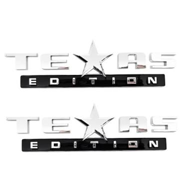 Imagem de Kit 2 Emblema Texas Edition Letreiro 3D Cromado Automotivo - Marçon