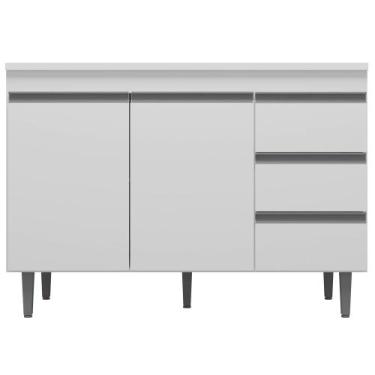 Imagem de Balcão de Pia 2 Portas Andréia 120 cm Branco Sem Tampo 1817 AJL Móveis