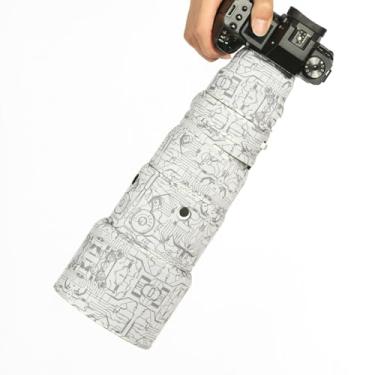 Imagem de CHASING BIRDS Revestimento de lente impermeável camuflado para FUJIFILM XF 500 mm F5.6 R LM OIS WR Capa protetora de lente à prova de chuva (branco elétrico)