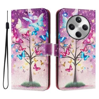 Imagem de Capa carteira para Oppo Find X8 Pro, 3 compartimentos para cartão, 1 compartimento para dinheiro, capa flip de couro PU com padrão fofo, capa com fivela magnética à prova de choque, compatível com sem