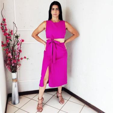 Imagem de Conjunto Saia Midi e Cropped Alfaiataria Social Elegante de Amarrar La