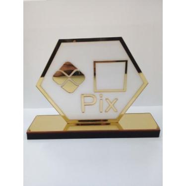 Imagem de Placa PIX Comércio Pagamento Qrcode Em Acrílico Dourado - AGV CRIAÇÕES