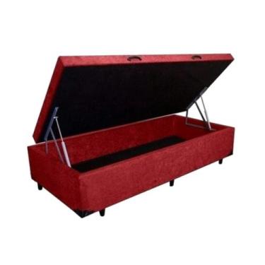 Imagem de Cama Box Baú Solteiro Suede 78X188cm - Genki Kenko Colchões, VERMELHO
