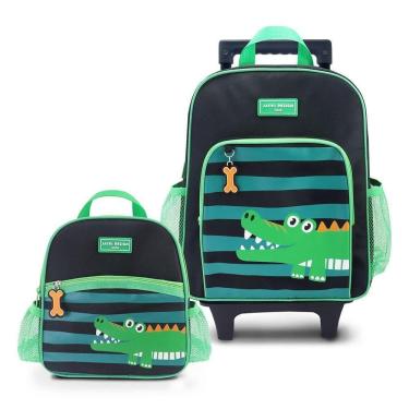 Imagem de Conjunto De Mochila Com Rodinhas E Lancheira Térmica Infantil 4750ml Verde