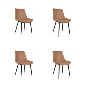 Imagem de Kit 4 Cadeiras Jantar Tânia Caramelo Tecido - Rivatti