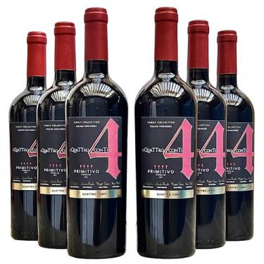 Imagem de Vinho 4 Conti Primitivo Puglia  Kit com 6 Garrafas  Oferta -  Tenute Q
