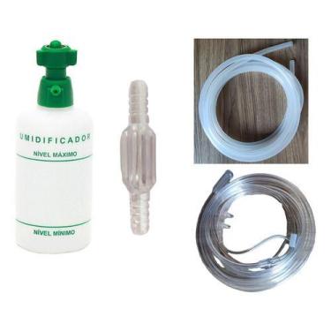 Imagem de Kit Cânula Oxigênio Umidificador Extensão Mangueira Conector premium -