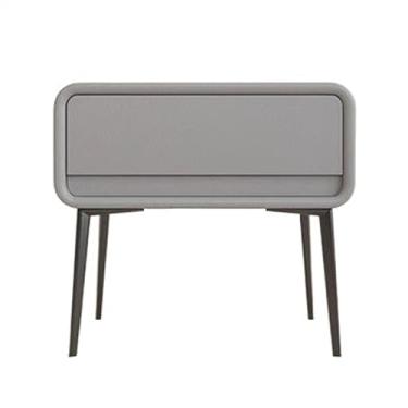 Imagem de Mesa de cabeceira de madeira minimalista moderna mesa de cabeceira de perna alta minimalista pequena gaveta única armário de cabeceira moldura de cabeceira (cinza claro, M)