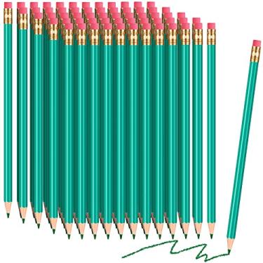 Imagem de Tatuo 60 lápis pré-afiados com borracha apagável para testes de coloração de mapas, esboços, escola, escritório, edição, crianças, adultos, favores (verde)