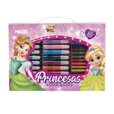 Imagem de KIT Escolar Infantil Maleta Estojo De Pintura - Canetinhas - Aquarela 86 Pçs (86Pç Princesa)