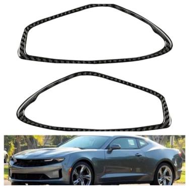 Imagem de IKUESM Compatível com Chevrolet Camaro 2017-2022 Acessórios de carro em fibra de carbono interior maçaneta de porta automática adesivo decorativo moldura de cobertura(Black carbon fiber)