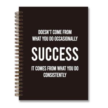 Imagem de foedor Caderno espiral preto pautado universitário com citações inspiradoras, caderno espiral inspirador, diário de 5,5 × 8,3 com 164 páginas forradas, material escolar universitário