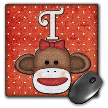 Imagem de 3dRose LLC Mouse pad 20,3 x 20,3 x 0,63 cm, linda meia macaco menina letra T (mp_102823_1)